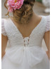 White Tulle Corset Back Floor Length Flower Girl Dress